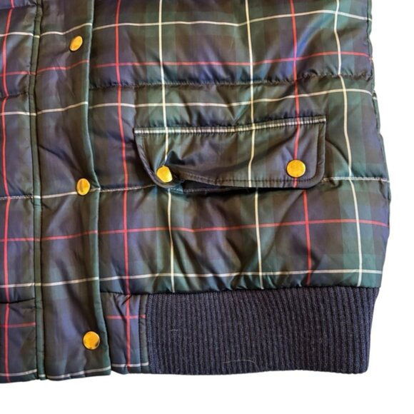 J.Crew Excursion Puffer Vest Women’s Size L Green Navy Plaid Quilted Outerwear - Picture 8 of 9